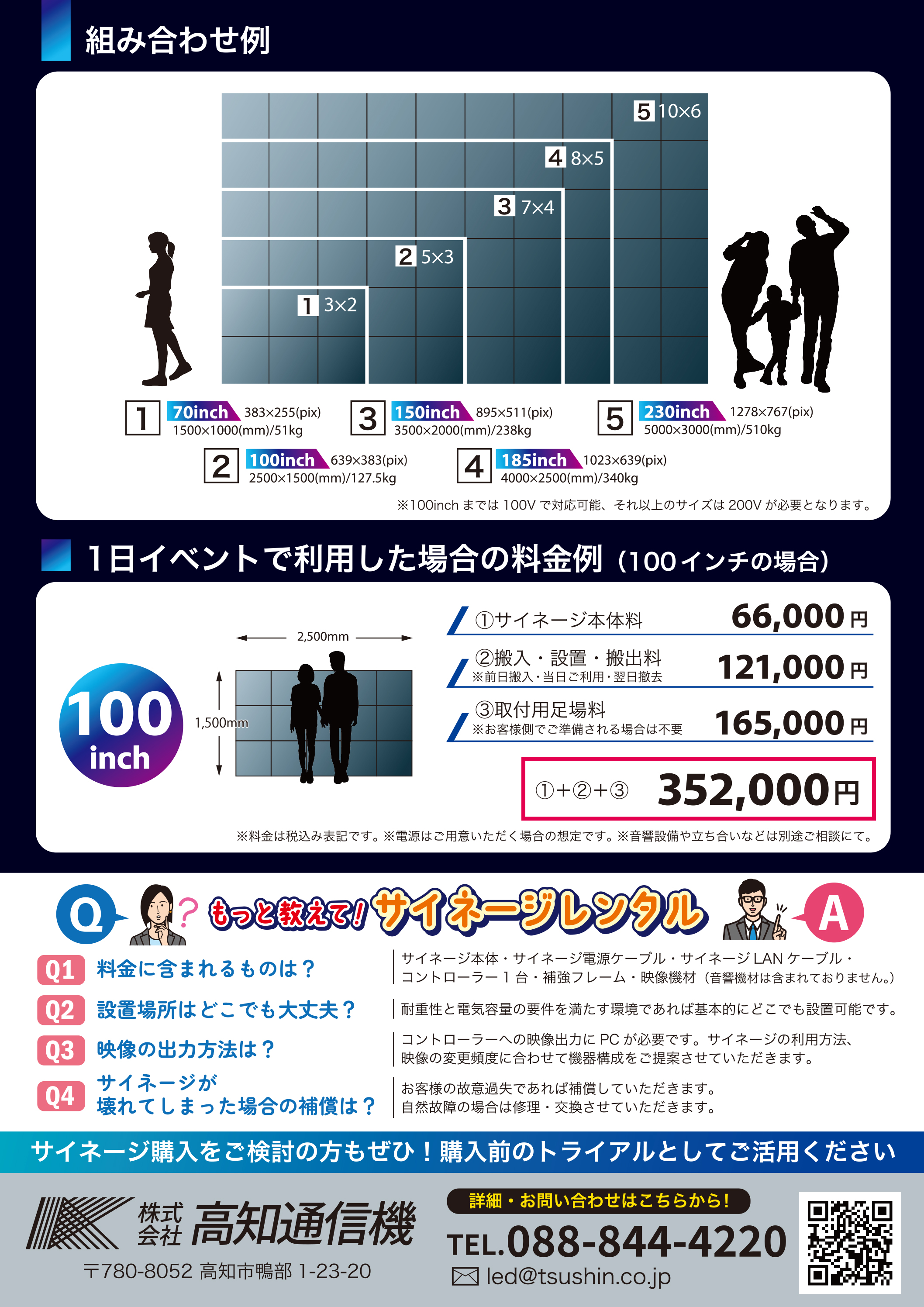 屋外用デジタルサイネージ(LED)レンタル チラシ裏